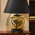 DL06. Brass table lamp with basketweave design. 